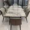 Conjunto de Mesa e Cadeiras de Jantar em Rocha Polida Pequeno Apartamento Mesa de Jantar Moderna Minimalista Luxo Leve Estilo Nórdico Mesa de Jantar em Rocha Italiana