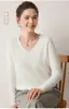 Nuevo Suéter de Punto Grueso de Cachemir 100% Puro sin Costuras de una Sola Pieza con Cuello en V en Forma de Corazón para Mujer, Jersey de Punto Holgado, Capa Base