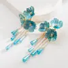 Brincos de Borla Flor Spray-Pintados de Vidro Cor Sólida Novo Estilo Europeu e Americano He Ming Jewelry para Mulheres, Brincos de Alta Qualidade e Versáteis