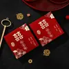 Pequeño Sobre Rojo para Recepción de Boda, Nuevo Cartón Escarchado con el Carácter "Doble Felicidad" para Compromiso y Bloqueo de Puerta de Boda