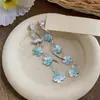 Brincos de flor de resina com agulha de prata e zircônia, brincos de franja doces estilo coreano ins, brincos de luxo leve de alta qualidade atacado