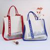 Bolsa Tote de Lona, Bolsa de Lino con Logo Personalizado, Bolsa de Compras para Regalo, Bolsa para Conferencia Universitaria, Bolso de Mano con Cintas de Moda