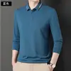 Camiseta de Manga Larga para Hombre Transfronteriza Primavera y Otoño Nueva de Color Sólido Algodón Camisa Polo Top de Moda