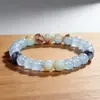 Pulsera Popular Transfronteriza Temu Shein Tk Aguamarina Amazonita Piedra Punto Azul Pulsera Elástica Hecha a Mano con Hilo