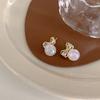 Pendientes de perlas de cristal con forma de sirena y lazo de circonita dulce para mujer, estilo coreano, sencillos y elegantes que combinan con todo.