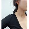 Latón chapado en oro Qingdao joyería bolsa de cuerno pendientes en forma de U sentido avanzado simple versátil temperamento básico