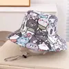 Sombrero Infantil Estilo Japonés Transfronterizo Animales de Dibujos Animados Graffiti Sombrero de Sol para Bebé Niña de 3-8 Años Sombrero de Pescador Sombrero para el Sol