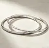 Pulseira de Prata Pura 9999 Três Vidas Três Mundos Uma Luz Uma Areia Multi-Círculos de Prata para Mulheres, Pulseira Sólida Simples, Presente de Dia dos Namorados