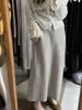 Falda midi de punto engrosada para mujer, nuevo estilo de otoño, corte recto, tiro alto, adelgazante, mezcla de lana, falda larga ajustada al cuerpo