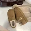 Mules de Invierno 2026 con Forro de Terciopelo, Zapatos Cerrados de Moda para Mujer, Piel con Hebilla, Slip-On, Cálidos, Suela Gruesa, Zapatos de Algodón, Zapatos Postparto