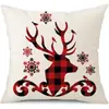 Juego de Fundas de Almohada Transfronterizas para Navidad Europea y Americana, Funda para Cojín de Sofá de Sala de Estar, Funda para Almohada de Cintura con Reno Papá Noel Árbol, Suministro de Fábrica
