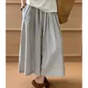 Falda de Cintura Elástica, Estilo Coreano, Estilo Perezoso, Algodón con Rayas Verticales, Cordón, Primavera y Verano, Rayas Beige Gris Azul