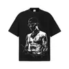 2026 Cross-Border Justin Bieber Gola Redonda Estilo Americano Ombro Caído 300g Lavada Peso Pesado Manga Curta Camada Base Masculina