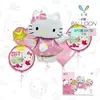 Nuevo Globo de Papel de Aluminio de Gato KT Lindo de Dibujos Animados con Lazo y Estampado de Leopardo para Fiesta Infantil y Decoración de Cumpleaños de Adultos