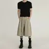 Pantalones Cortos de Diseño Retro Americano con Silueta, Comercio Exterior Transfronterizo para Hombre, Shorts Casuales de Pierna Ancha de Gama Alta para Verano