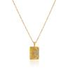 Dazan Estilo Europeo y Americano Acero de Titanio Chapado en Oro Real de 18K Cadena de Clavícula Ultra Delgada Femenina Colgante Cuadrado Collar del Sol