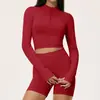 Conjunto de yoga sin costuras exclusivo transfronterizo de cintura alta, realce de glúteos, control de abdomen, atuendo de fitness, conjunto deportivo para correr al aire libre para mujer 5112