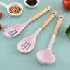 Juego de 12 Piezas de Utensilios de Cocina de Silicona con Mangos de Madera, Ultra-Mini, Resistentes a Altas Temperaturas Espátulas y Cucharas para Cocinar, Utensilios de Cocina Antiadherentes, Incluye Cubo de Almacenamiento