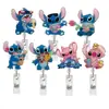 Nuevo Portapase de Insignia Retráctil y Giratorio de Acrílico Lindo Stitch con Purpurina Regalo Tarjeta de Identificación Hebilla de Fácil Extracción