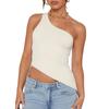 2025 Wish Export Shopee Amazon Transfronterizo Europeo y Americano Verano Color Puro Sin Mangas Habitación Individual Asimétrico Ropa de Mujer