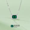 Plata esterlina S925 chapada en platino cultivo joyería fina Esmeralda moda gema joyería para el cuello collar colgante 0.9CT