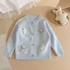 Chaqueta de Otoño para Niñas 2026 Dibujos Animados Gato Pequeño Dulce Suave Cárdigan Tejido para Bebé Suéter Infantil de Primavera Otoño Venta al por Mayor