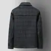 Chaqueta para Hombre 2026 Otoño/Invierno Cuadros Cuello Solapa Estilo Ropa de Trabajo Cálido Ropa Casual de Negocios para Edad Media Abrigo de Lana de un Solo Lado