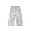Conjunto de Top Corto Plateado Brillante y Pantalones de Pierna Ancha para Danza Jazz de Niñas, Atuendo de Verano Trendy para Performance de Street Dance