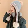 Nuevo gorro lindo de estilo coreano para otoño e invierno, forrado de felpa, engrosado, gorro de punto cálido, protección para las orejas, gorro pullover a prueba de viento para ciclismo