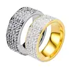 Joyería de moda transfronteriza anillo para hombre de 5 filas de diamantes cara de 8 mm de ancho no se decolora acero inoxidable anillo para amantes venta al por mayor