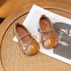 Zapatos Pequeños Fragantes con Lazo para Niñas Estilo Pequeño 2026 Otoño Nuevo Estilo Coreano Zapatos Pequeños de Cuero para Niñas Zapatos Planos de Suela Suave Estilo Princesa