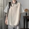 Camiseta POLO de Manga Corta Estilo Americano con Costuras Pesadas para Hombre, Moda de Verano, Sensación de Alta Gama, Suelta, para Adolescentes, Manga Corta