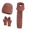 Conjunto de Tres Piezas de Invierno para Exteriores: Gorro de Lana Tejido Cálido, Gorro de Punto con Forro de Forro Polar Europeo y Americano, Protección contra el Frío para las Orejas, Guantes, Bufanda