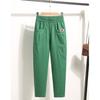 Pantalones para Madre de Mediana Edad Estilo Primavera y Verano para Mujer Pantalones Casuales Rectos Algodón Sarga Sueltos Moda Pantalones Harem Pequeños