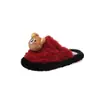 Pantuflas de algodón lindas de dibujos animados para niños, nuevo estilo otoño/invierno 2026, pantuflas dulces y peludas de punta cerrada para niñas, cálidas y forradas de felpa, antideslizantes