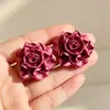Brincos de Flor Tridimensional de Resina Estilo Retro Romântico de Férias, Doces e Fashion, Versáteis, de Nicho, Brincos de Alta Qualidade