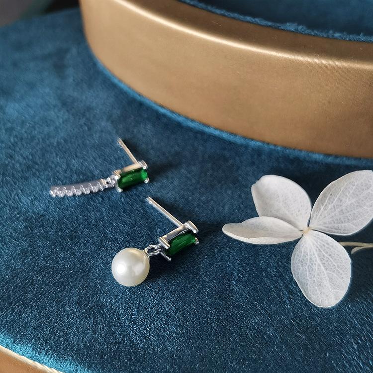 ED803243祖母绿珍珠耳钉AB款
