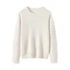 100% cachemira pura corte ajustado casual cuello redondo versátil manga larga camiseta base suéter cálido tejido de punto