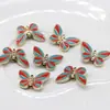 Accesorios de mariposa de cloisonné dorado de doble cara, borla para pulsera DIY, accesorios de llavero de mariposa con nubes traseras de cloisonné