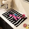 Alfombrilla Drenante de Tierra de Diatomeas para Gatos con Bloques de Color Dulces y Frescos, Rayas Rojas y Azules, Alfombrilla Absorbente para Cocina, Alfombrilla Antideslizante para Mesa, Alfombrilla para Control de Agua para Vajilla