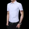 Nova Camisa Masculina de Manga Longa Primavera e Outono Juventude Homens de Negócios Gola Lapela Cor Sólida Fina Sem Ferro