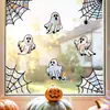 Popular pegatina decorativa de telaraña de Halloween para ventana de cristal transfronteriza, pegatina electrostática blanca de fantasma láser de PVC