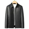 Chaqueta de Piel para Padres de Mediana Edad y Mayores, Nuevo Estilo Otoño 2026, Cuello Solapa, Chaqueta de Piel con Cremallera