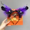 Diadema de Halloween, Diadema Luminosa de Cuernos de Calabaza, Accesorios Divertidos para Fotos, Accesorios para el Cabello, Decoraciones para Vestidos Festivos