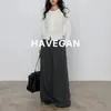 Cárdigan de punto con cuello redondo y manga larga para mujer, estilo Havegan/Otoño, prenda exterior fina, top holgado estilo 'Old Money' perezoso