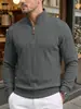 Ropa de hombre de eBay transfronteriza estilo americano jacquard texturizado raya vertical media cremallera cuello alto manga larga sudadera casual pullover