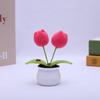 Flor de lã de crochê transfronteiriça tecida à mão flor artificial de malha flor artificial tecida à mão mini vaso produto acabado