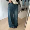 Foto real das novas roupas femininas coreanas Dongdaemun outono 2026, design retrô simples, jeans largos casuais soltos