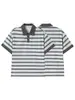 Camisa Polo de Manga Corta a Rayas y Cuadros Patchwork Estilo Retro de Verano Nanxia Qiaozhuang para Hombre, Marca de Moda, Corte Holgado, Camiseta Versátil para Parejas