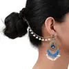 Brincos de Flor Gota d'Água Estilo Europeu e Americano, Brincos Geométricos de Pérola Bohemianas, Brincos de Franja Integrados Estilo Étnico para Mulheres